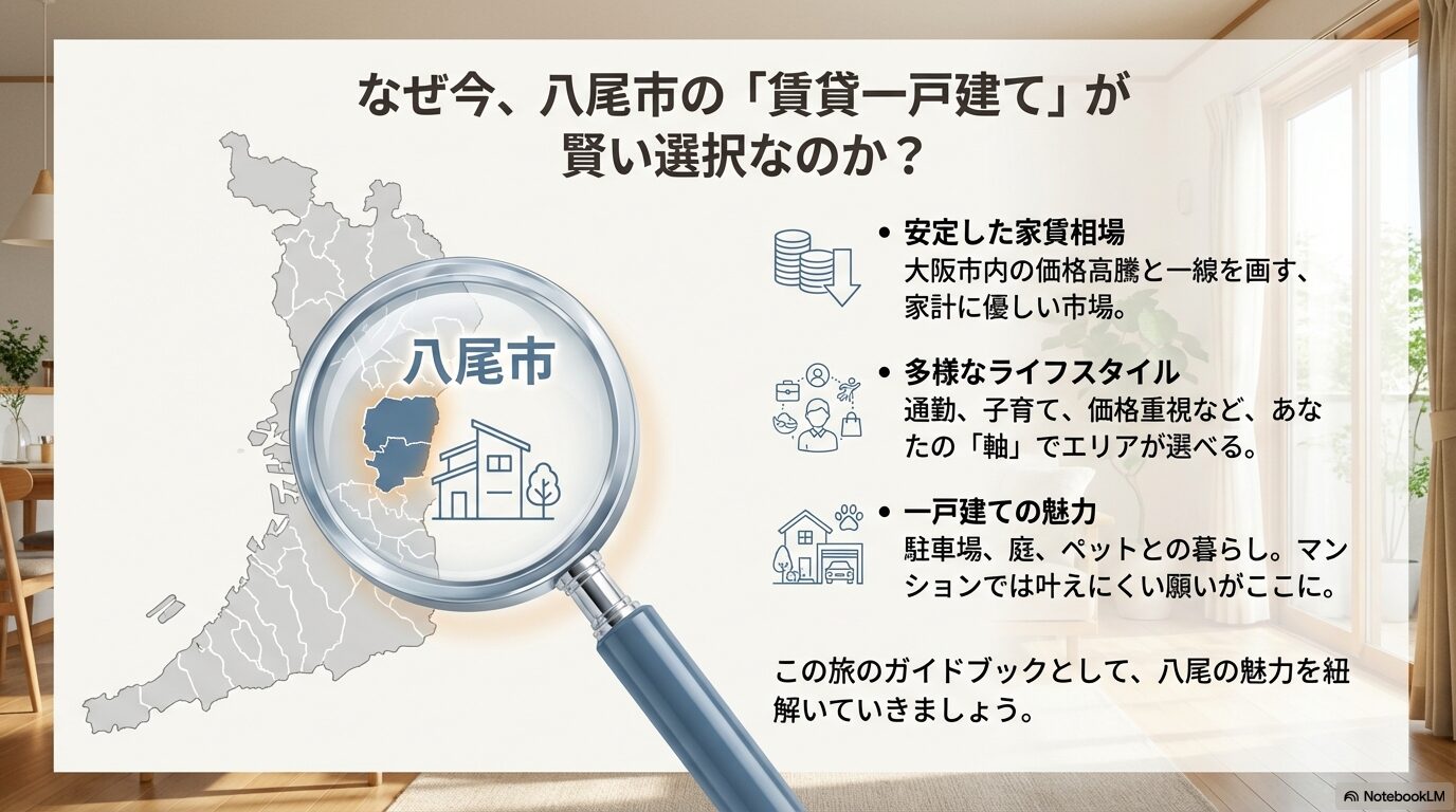安定した家賃相場や多様なライフスタイルなど、八尾市で一軒家を借りるメリットのまとめ