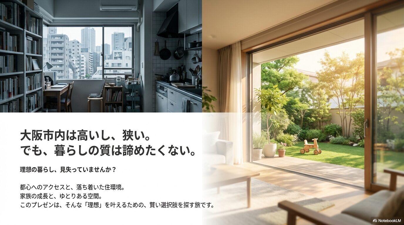 八尾市での理想の賃貸一軒家探しを提案するタイトルスライド